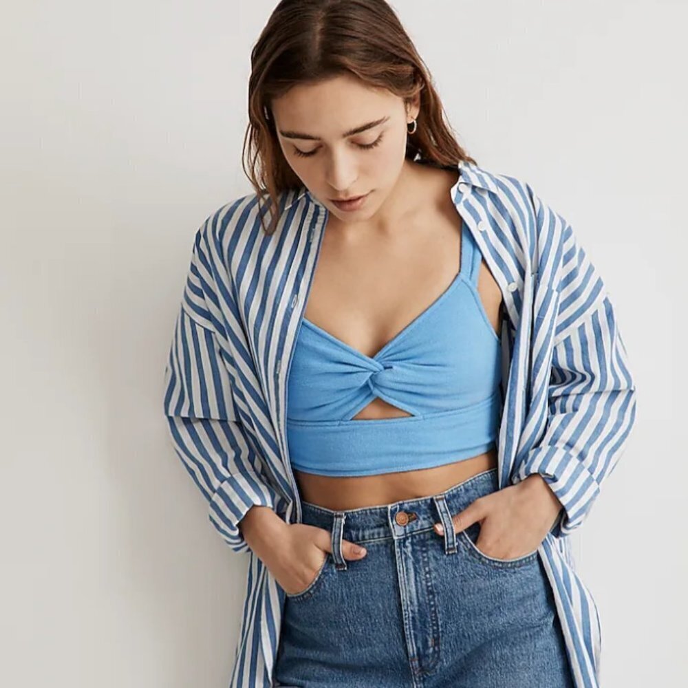 Madewell Cutout Knot-Front Crop Tank Top NWT